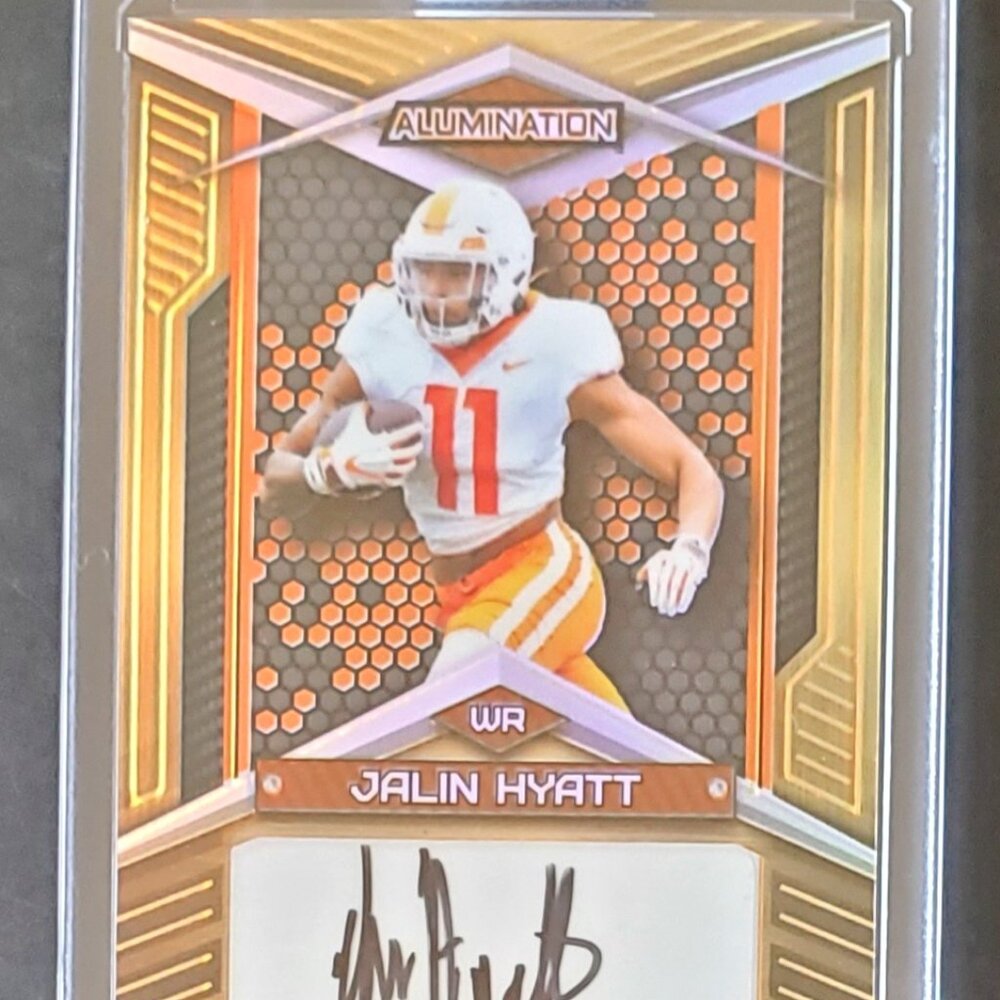 Jalin Hyatt 2023 Wild Card Alumination Football Gold Auto RC Tennessee  /50
